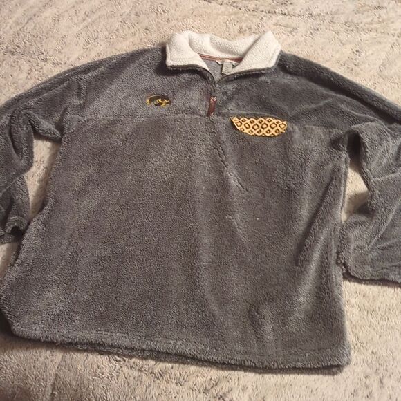 Women's Pressbox Gray IA Hawkeyes Shaggy Super Plush Fleece Quarter-Zip Jacket - Picture 8 of 8